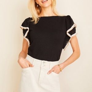 Ann Taylor Lace Ruffle Sleeve Sweater